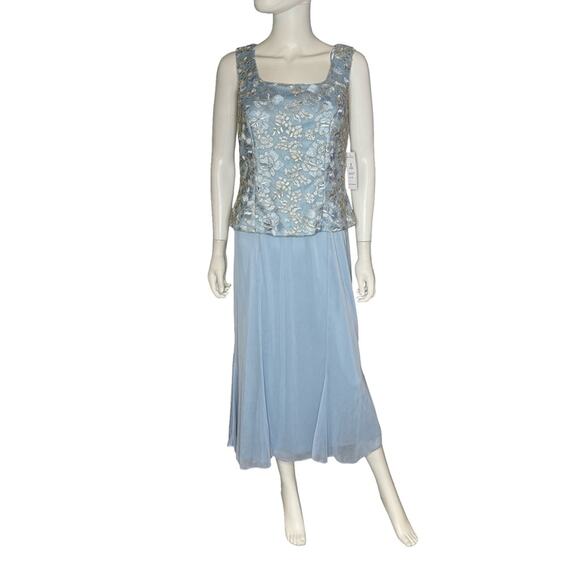 Alex Evenings Women's Embroidered Jacket & Dress for Wedding Guest Light Blue - Picture 4 of 15